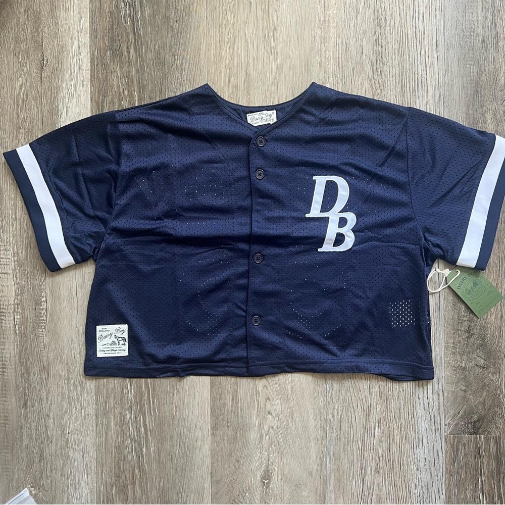NWT Dairy Boy Homecoming cropped Jersey in Navy - Picture 5 of 14